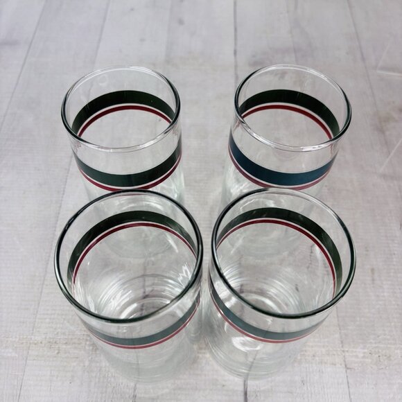 Pfaltgraff JUNIPER Green Mauve Bands Clear Glass Ice Tea Tumbler Glasses Set 4 - Picture 7 of 16